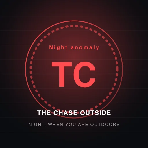 The chase outside ("RUN INSIDE!") anomaly emblem — Night, when you are outdoors